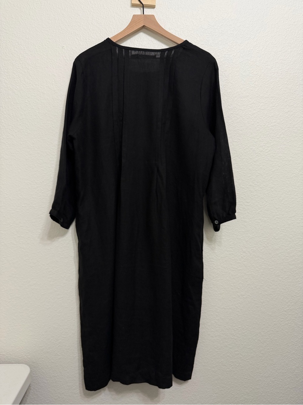 Gudren Sjoden 100% Linen Pleated Flowy Midi Dress Black Large - Picture 5 of 8